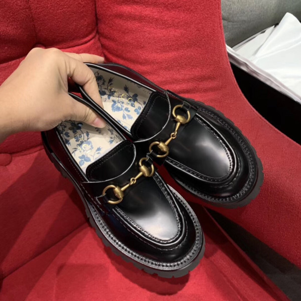 G*u*i leather lug sole horsebit loafer