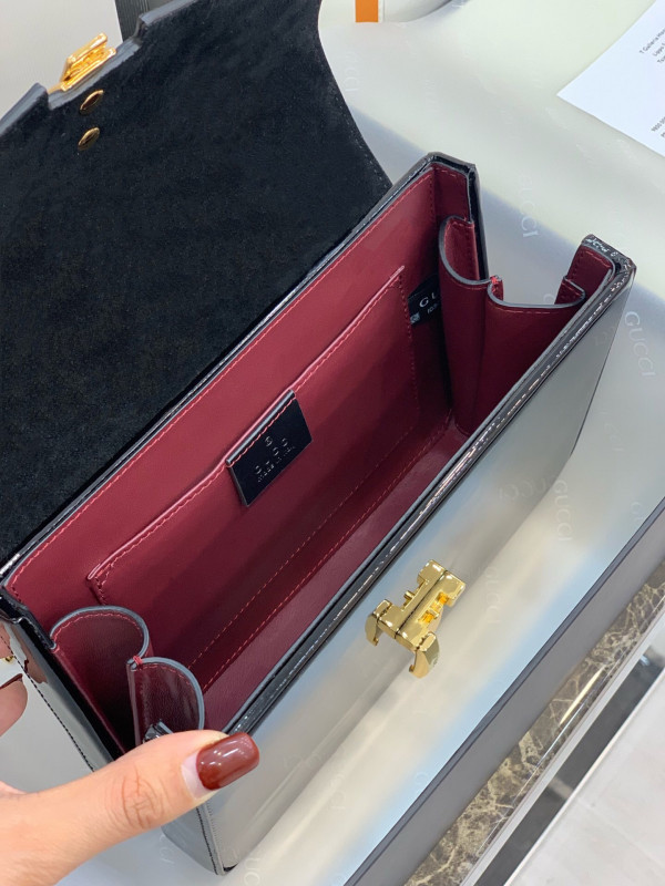 G*u*i sylvie 1969 patent leather mini top handle bag