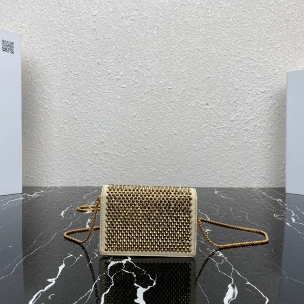 Pra*a cardholder with shoulder strap and crystals