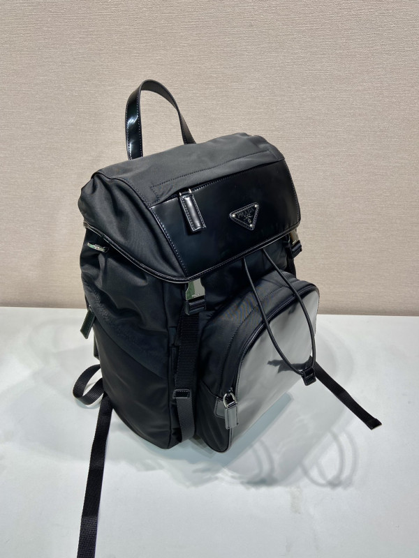 Pra*a re-nylon and brushed leather backpack
