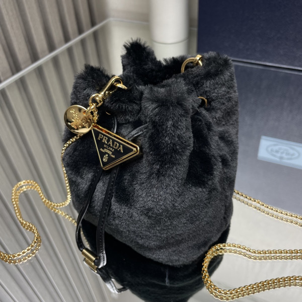 Pra*a shearling bucket bag