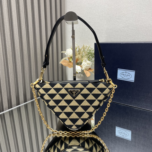 Pra*a triangular sequined pouch-26*16*13cm