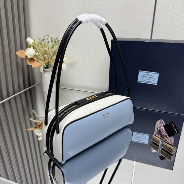 Pra*a swing smooth leather shoulder bag-28*11.5*10cm