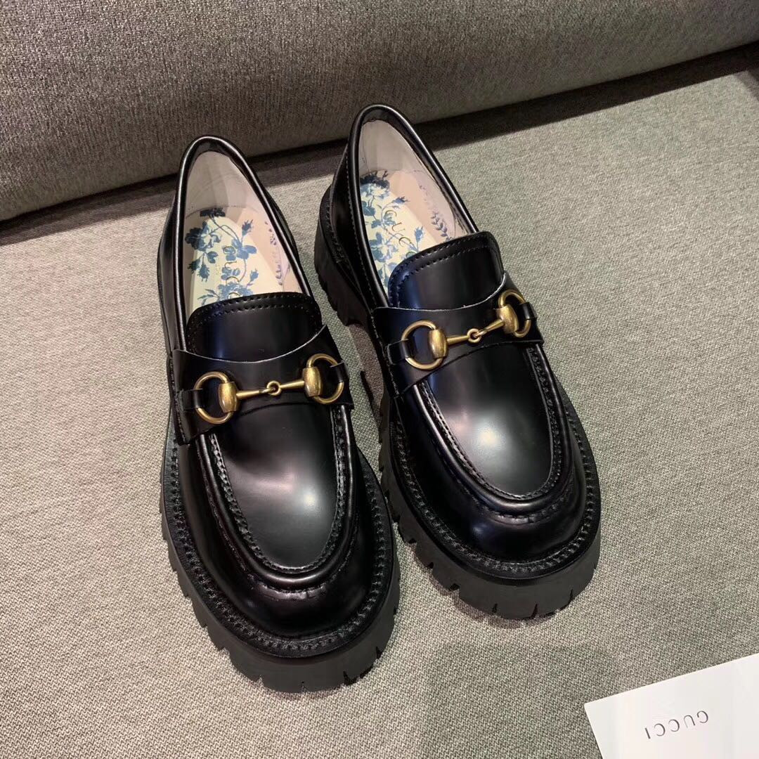 G*u*i leather lug sole horsebit loafer