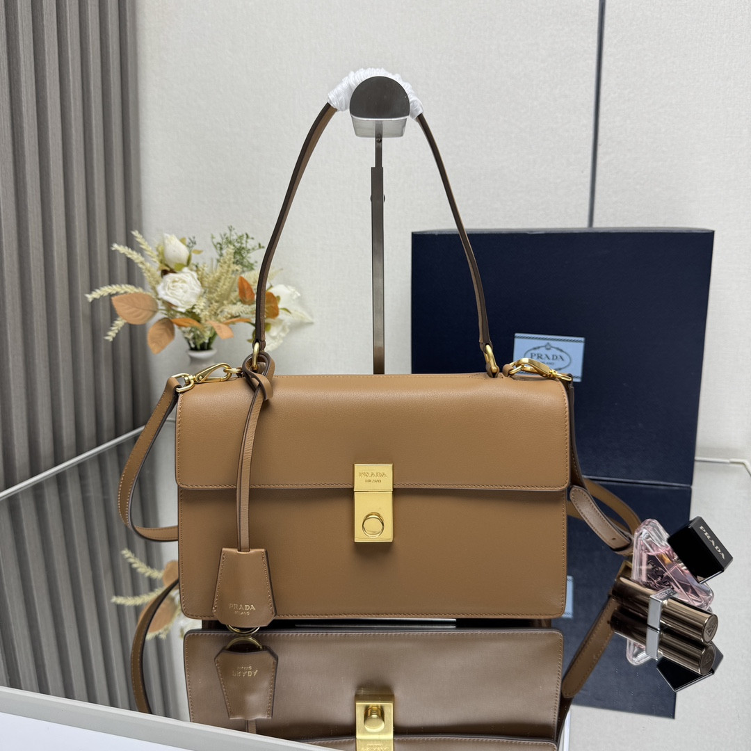 Pra*a soft sound medium leather shoulder bag